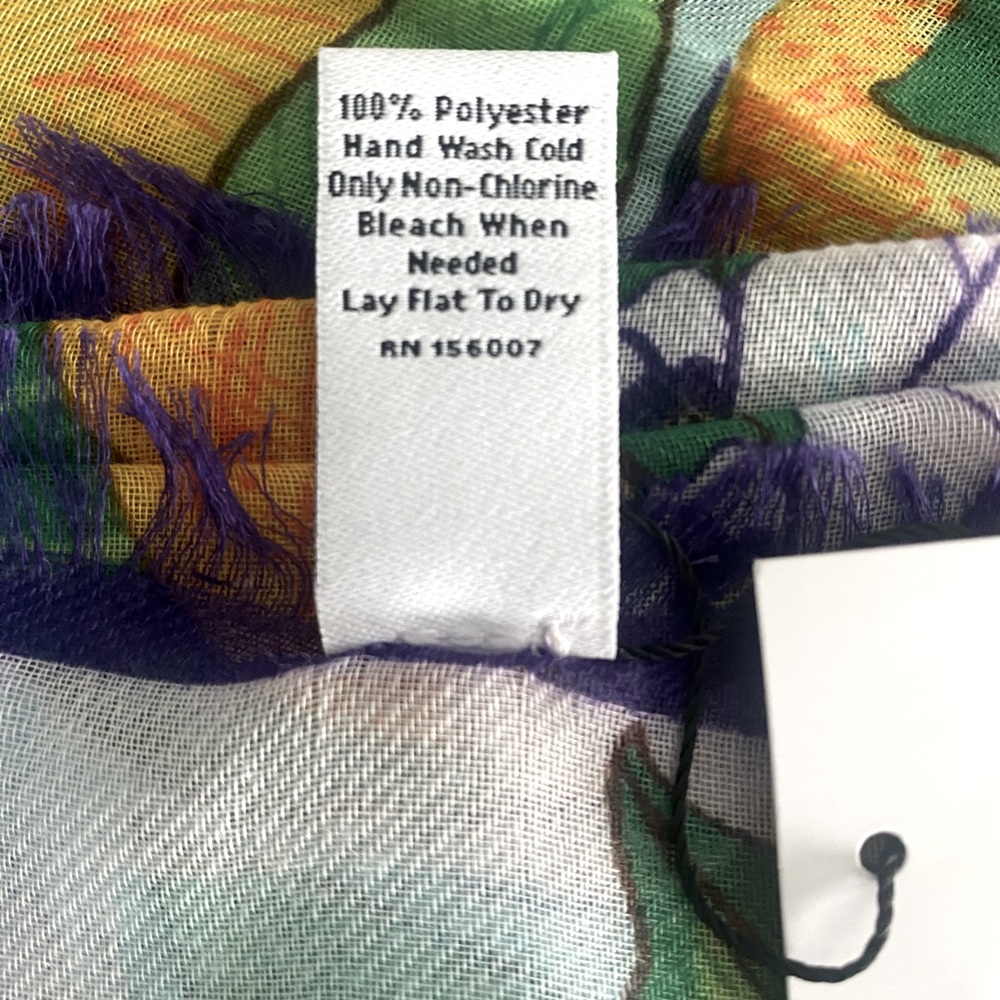 Vera Bradley Lemon Grove Pattern Scarf, Soft Fringe, NWT, Yellow, Green & Blues - Picture 5 of 5